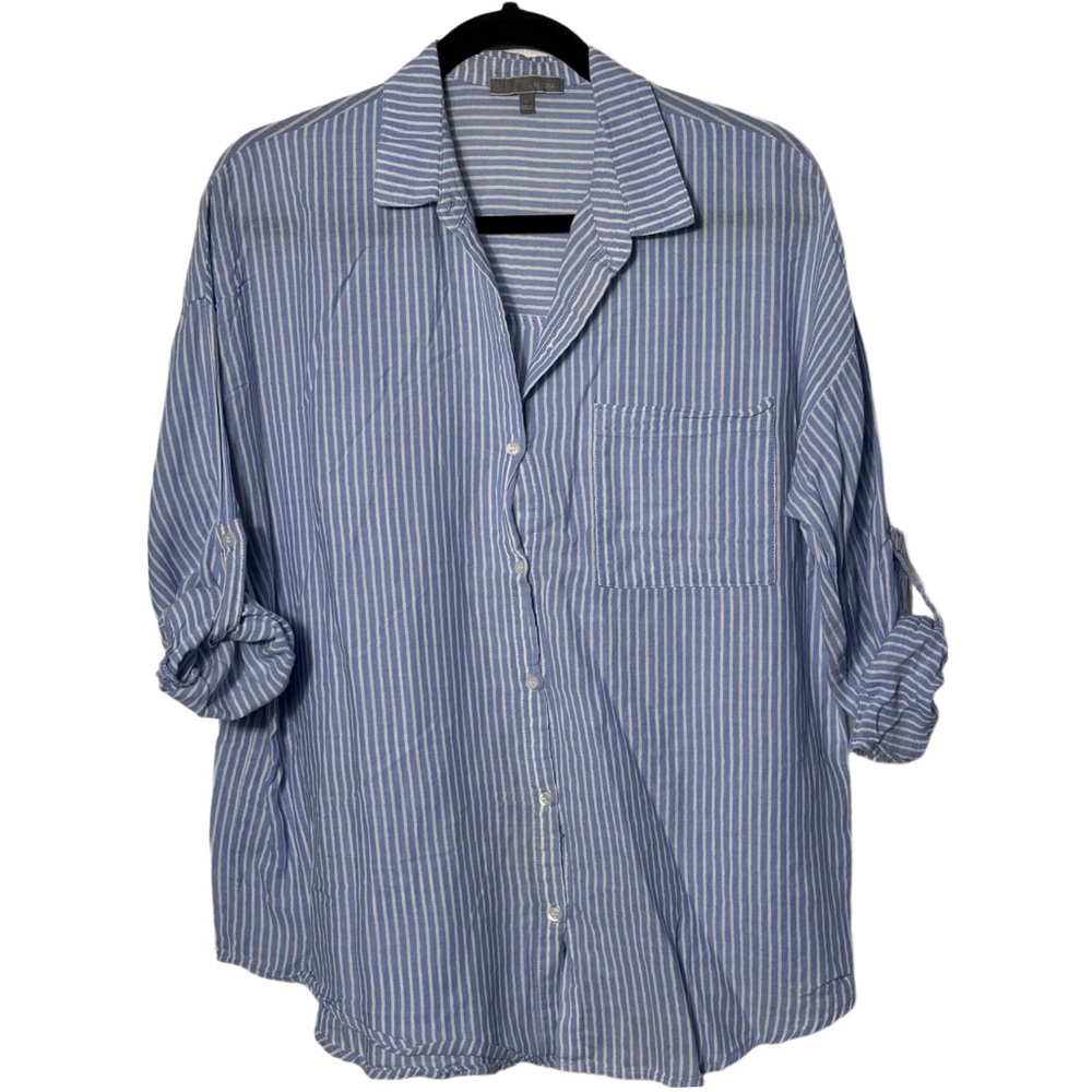 BE COOL Casual Blue and White Striped Shirt Sz Large